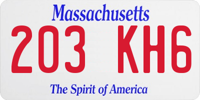 MA license plate 203KH6