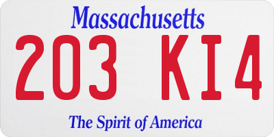 MA license plate 203KI4