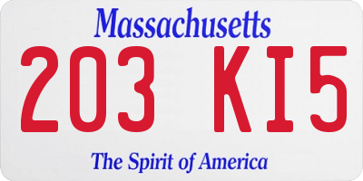MA license plate 203KI5