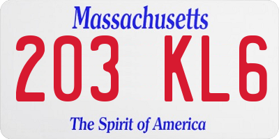 MA license plate 203KL6