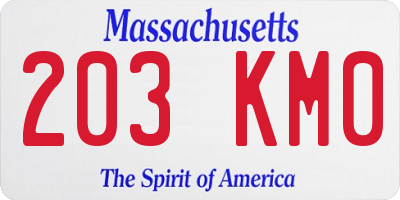 MA license plate 203KM0