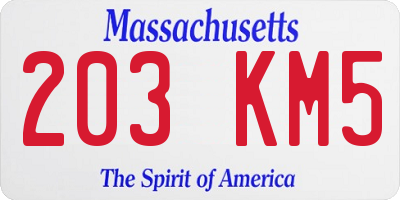 MA license plate 203KM5