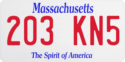 MA license plate 203KN5
