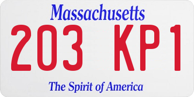 MA license plate 203KP1