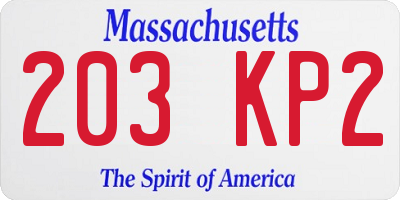 MA license plate 203KP2