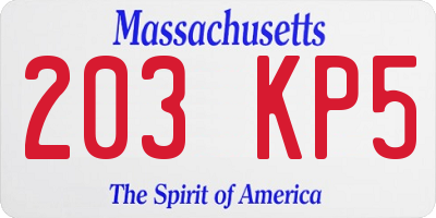 MA license plate 203KP5