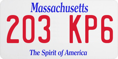 MA license plate 203KP6