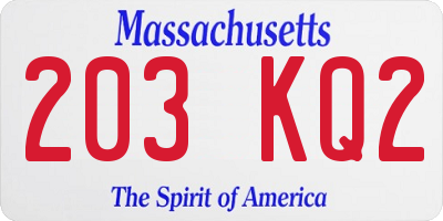 MA license plate 203KQ2