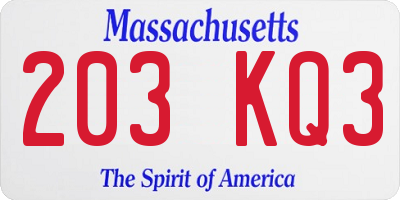 MA license plate 203KQ3