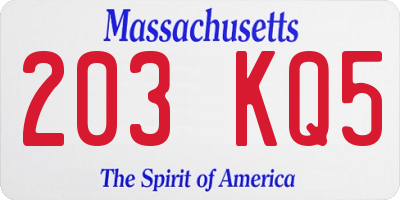MA license plate 203KQ5