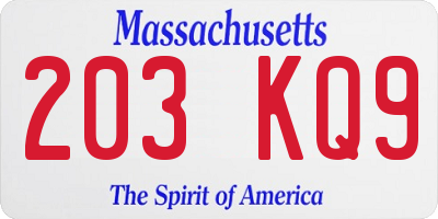 MA license plate 203KQ9