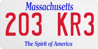 MA license plate 203KR3