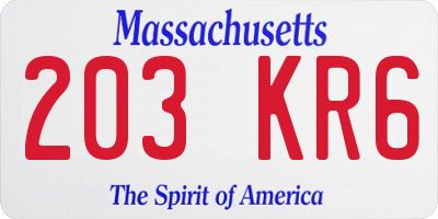 MA license plate 203KR6