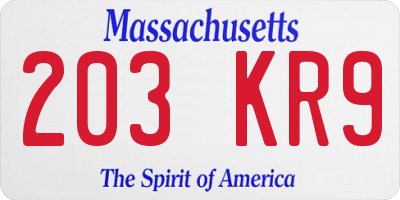 MA license plate 203KR9