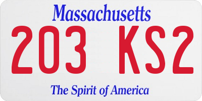 MA license plate 203KS2