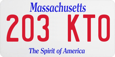 MA license plate 203KT0