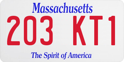 MA license plate 203KT1