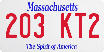 MA license plate 203KT2