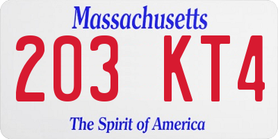 MA license plate 203KT4