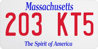 MA license plate 203KT5