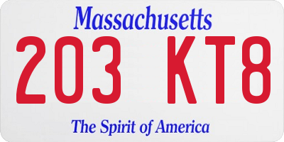 MA license plate 203KT8