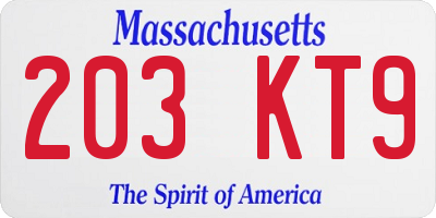 MA license plate 203KT9