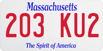 MA license plate 203KU2