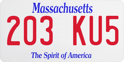 MA license plate 203KU5