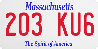 MA license plate 203KU6