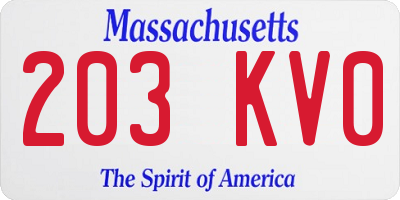 MA license plate 203KV0