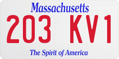 MA license plate 203KV1