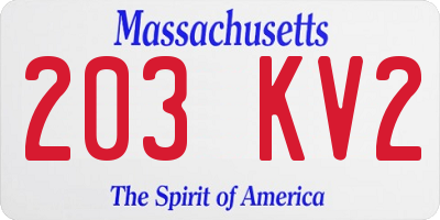 MA license plate 203KV2
