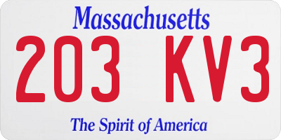 MA license plate 203KV3