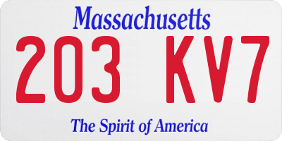 MA license plate 203KV7