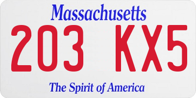 MA license plate 203KX5