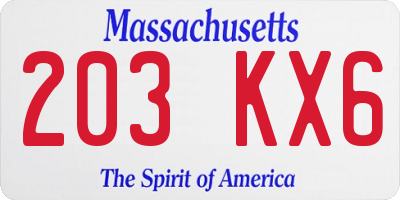MA license plate 203KX6