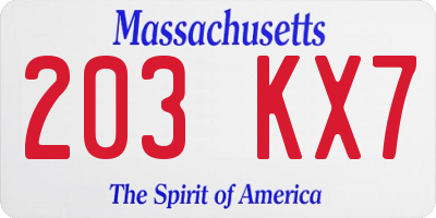 MA license plate 203KX7