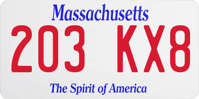 MA license plate 203KX8
