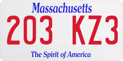 MA license plate 203KZ3