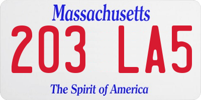 MA license plate 203LA5