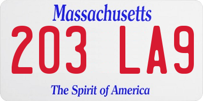 MA license plate 203LA9