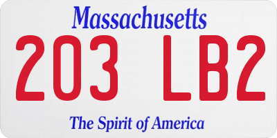 MA license plate 203LB2
