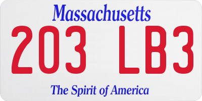 MA license plate 203LB3