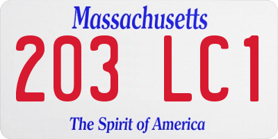 MA license plate 203LC1