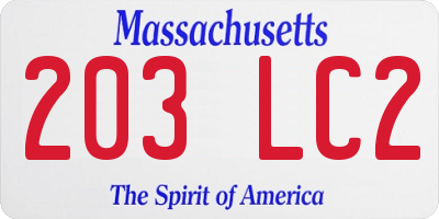 MA license plate 203LC2