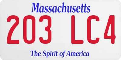 MA license plate 203LC4