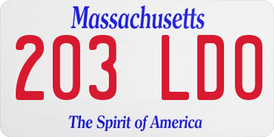 MA license plate 203LD0