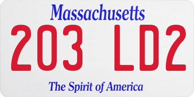 MA license plate 203LD2