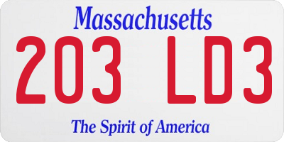 MA license plate 203LD3