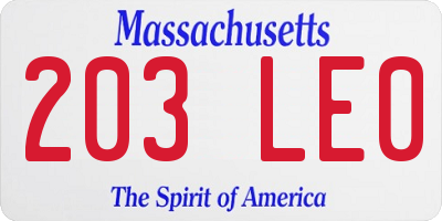 MA license plate 203LE0